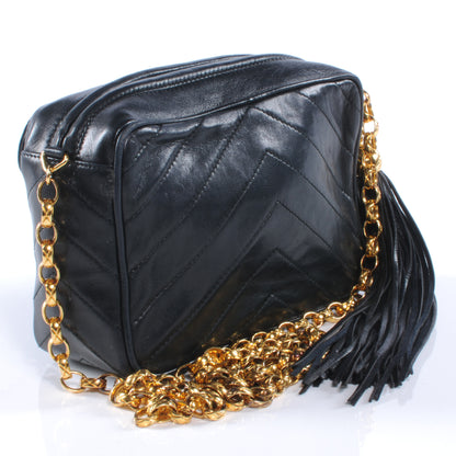 Chanel Lambskin Chevron Tassel Camera Case Navy 3 of 10