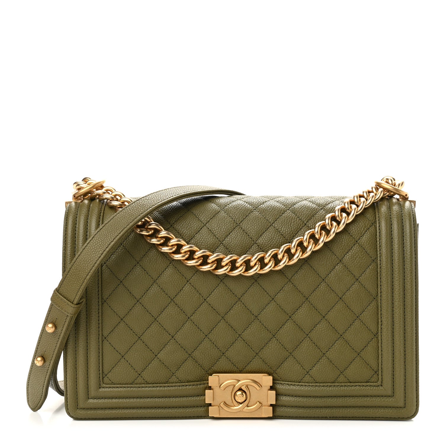 Chanel Caviar Quilted New Medium Boy Flap Khaki 1 of 11