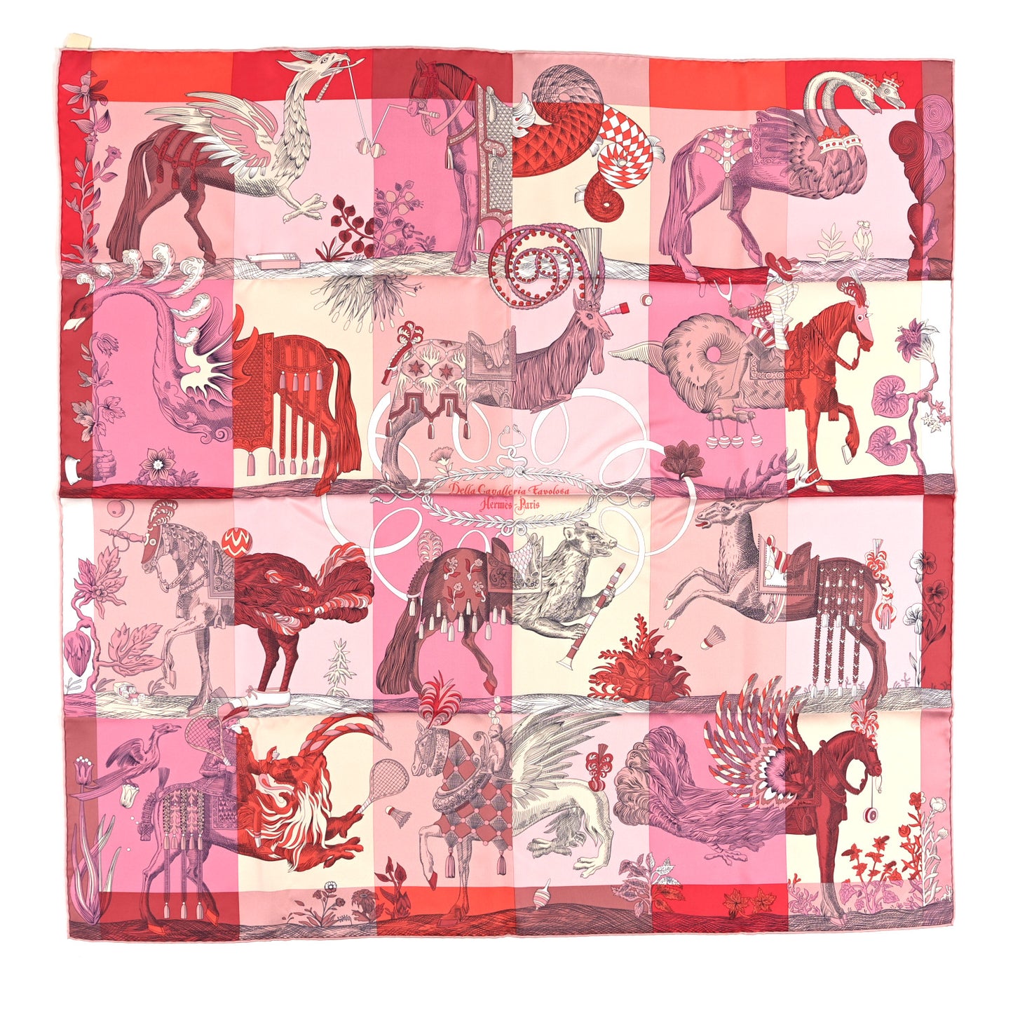 Silk Della Cavalleria Favolosa DJ Scarf 90 Rose Corail Gris
