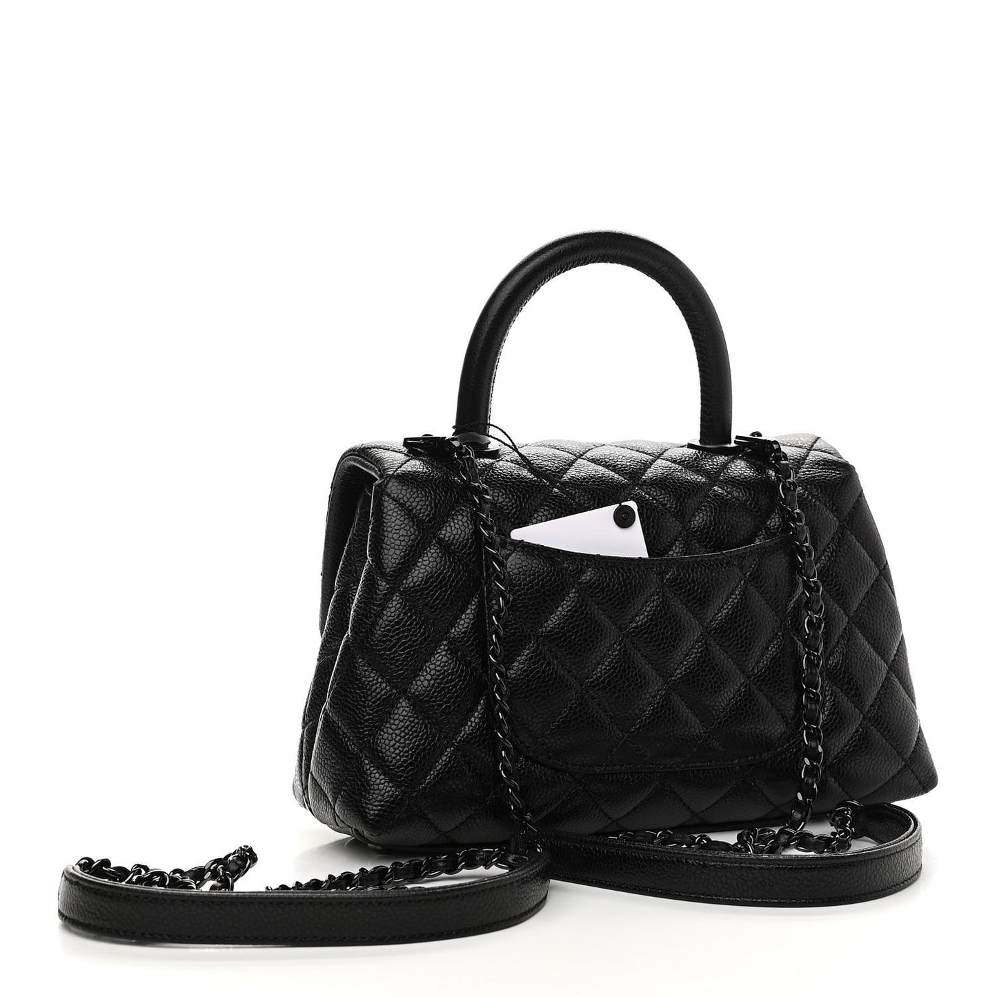 Caviar Quilted Mini Coco Handle Flap So Black