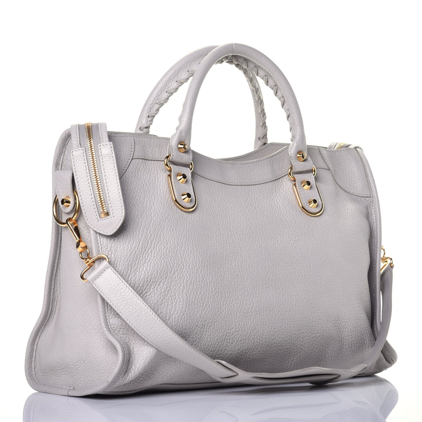 Chevre Gold Metallic Edge Hardware City Gris Clair Gris Perle