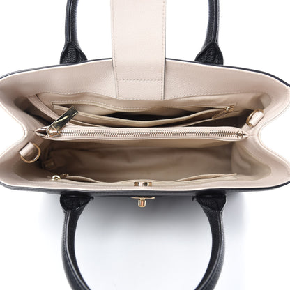 Chanel Grained Calfskin Small Bi-Color Neo Executive Shopper Tote Black Beige 5 of 10