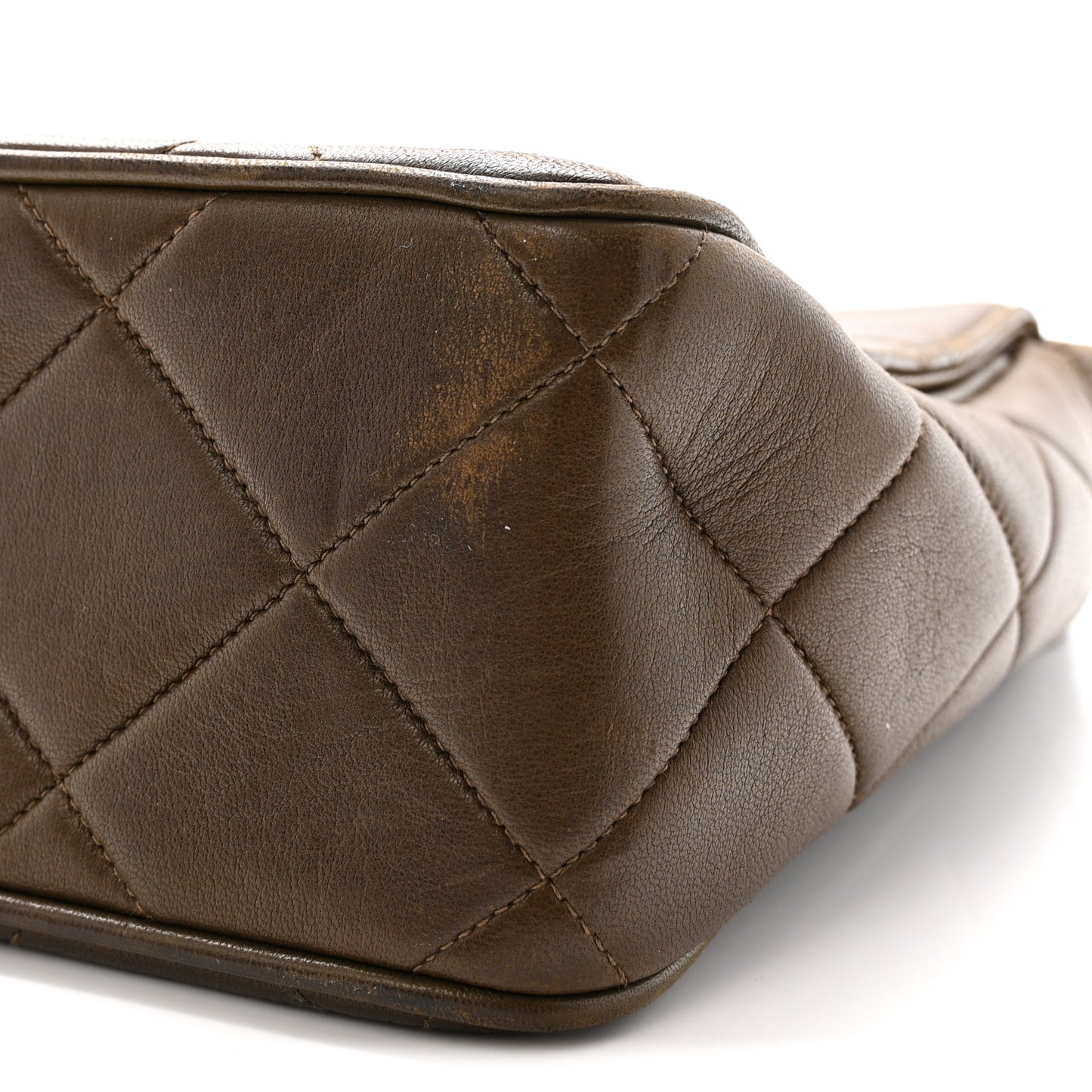 Lambskin Quilted CC Single Flap Shoulder Bag Brown