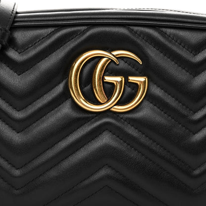 Gucci Calfskin Matelasse Small GG Marmont Chain Shoulder Bag Black 8 of 10