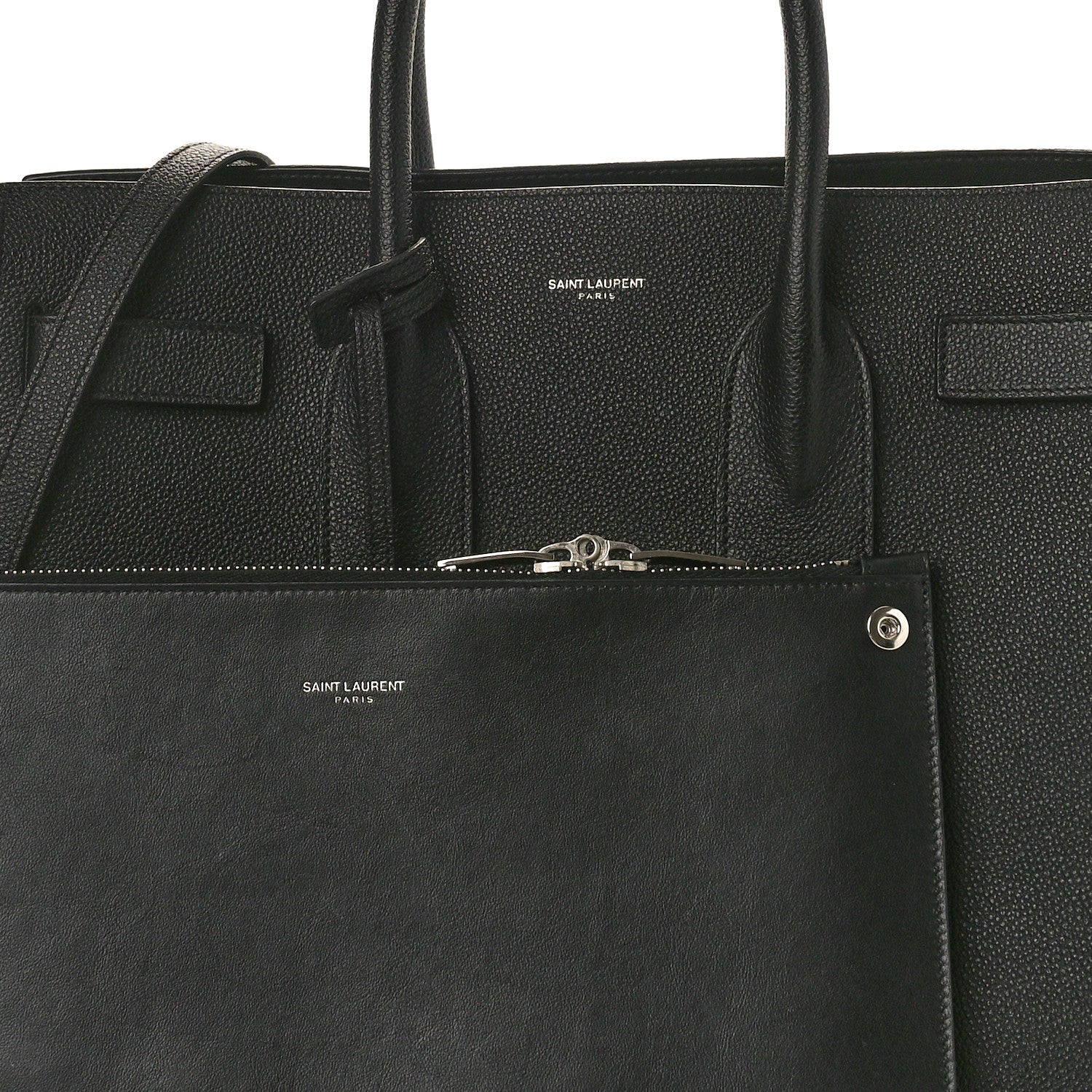 Saint Laurent Grained Calfskin Small Sac De Jour Black 9 of 11