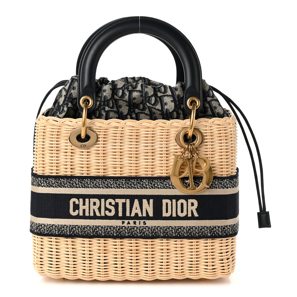 Wicker Oblique Medium Lady Dior Bag Blue