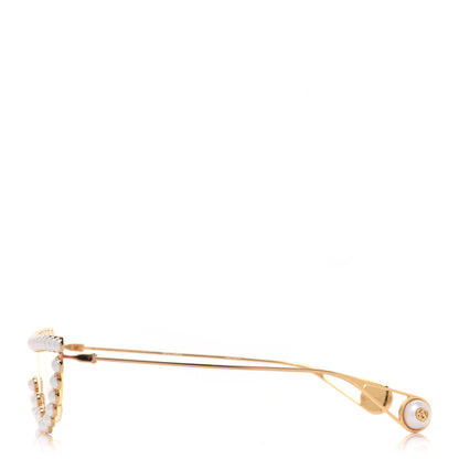 Gucci Metal Pearl Cat Eye Sunglasses GG0364S Gold 3 of 8