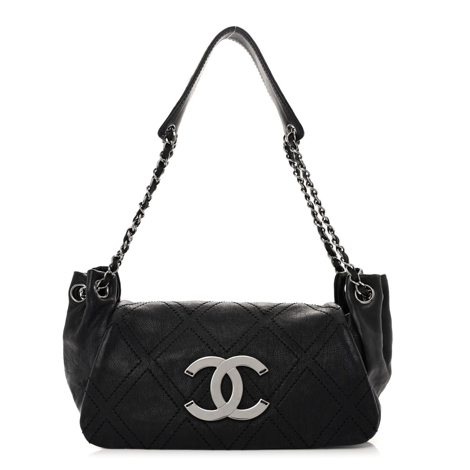 Chanel Calfskin Diamond Stitch Accordion Flap Black 1 of 14