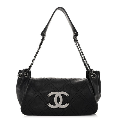 Chanel Calfskin Diamond Stitch Accordion Flap Black 1 of 14