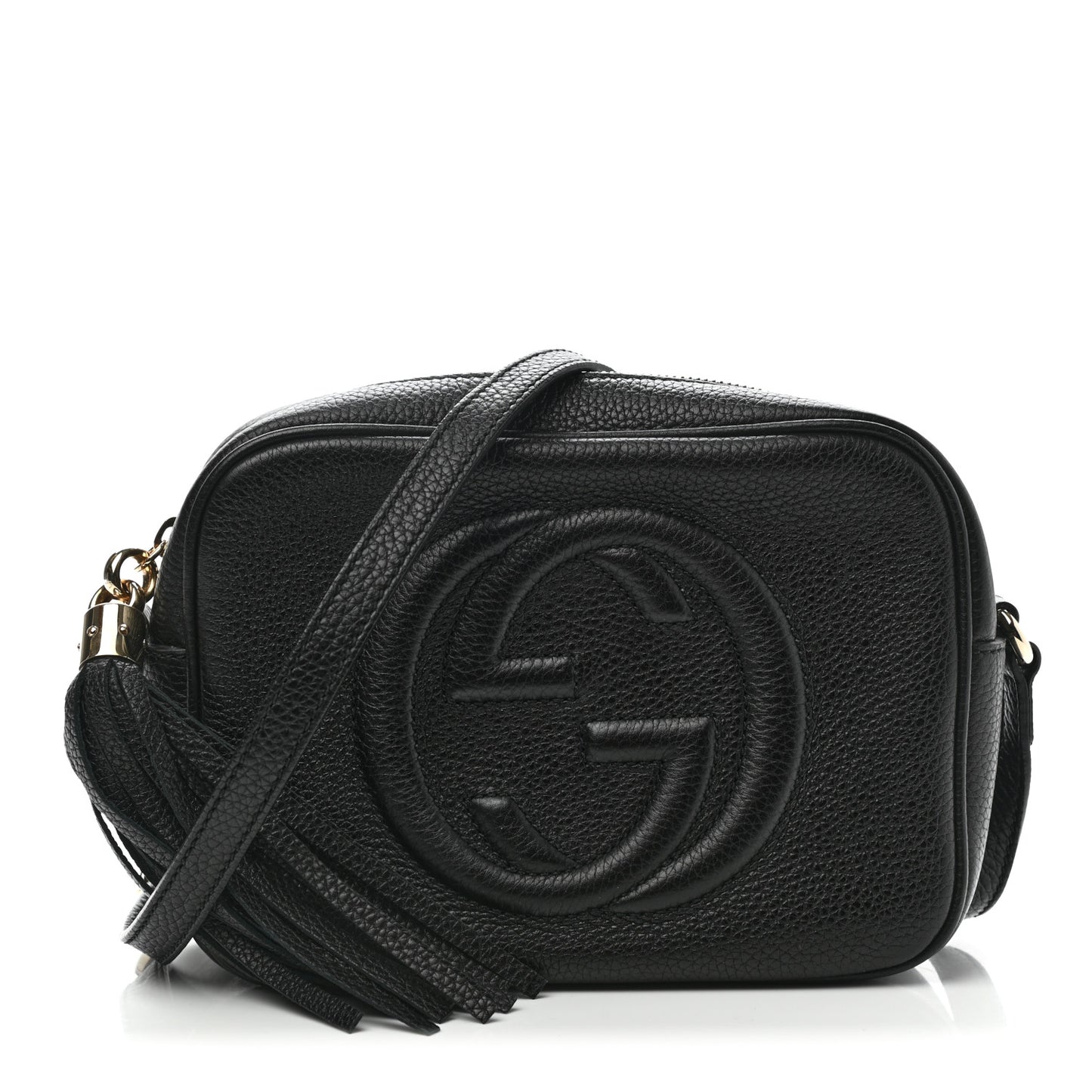 Pebbled Calfskin Small Soho Disco Bag Black
