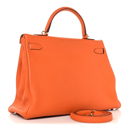 Hermes Taurillon Clemence Kelly Retourne 35 Orange 3 of 14