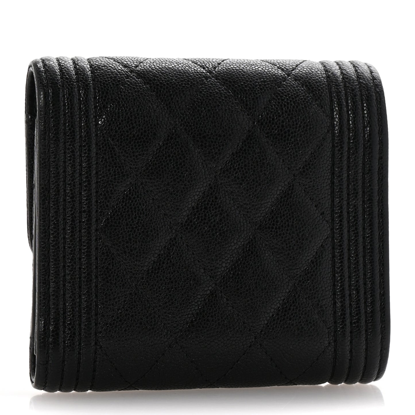 Caviar Quilted Compact Boy Wallet Black