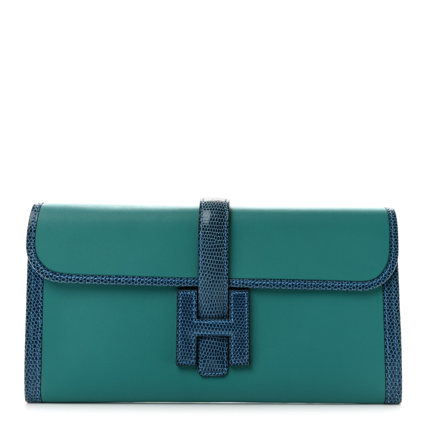 Hermes Swift Lizard Jige Elan Touch 29 Clutch Bleu Paon Mykonos 1 of 8