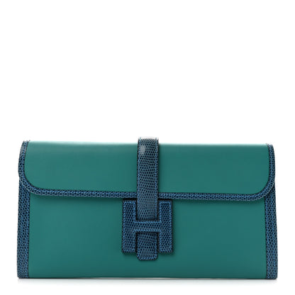 Hermes Swift Lizard Jige Elan Touch 29 Clutch Bleu Paon Mykonos 1 of 8