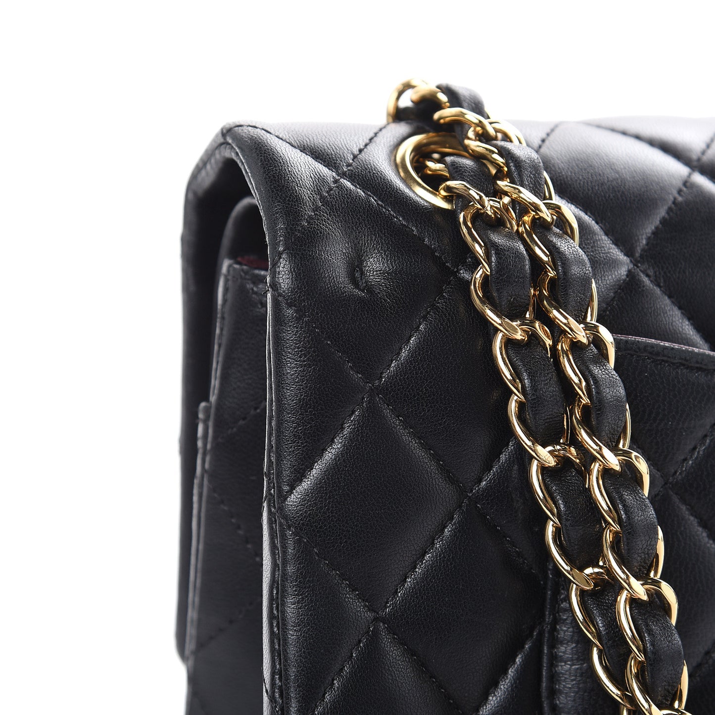 Lambskin Quilted Medium Double Flap Black