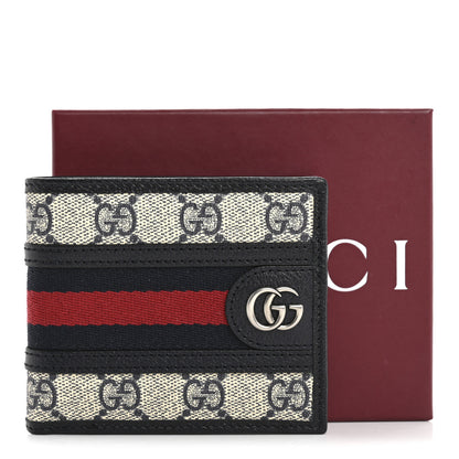 Gucci GG Supreme Monogram Web Mens Ophidia Bi-Fold Coin Wallet Beige Blue 10 of 10