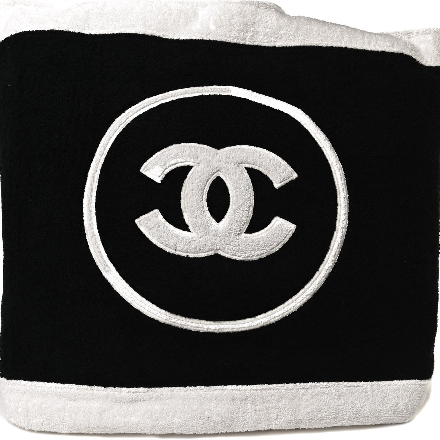 Chanel Terry Cotton CC Beach Tote Towel Set Black White 10 of 11
