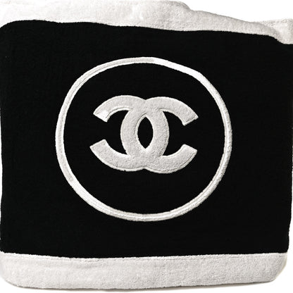 Chanel Terry Cotton CC Beach Tote Towel Set Black White 10 of 11