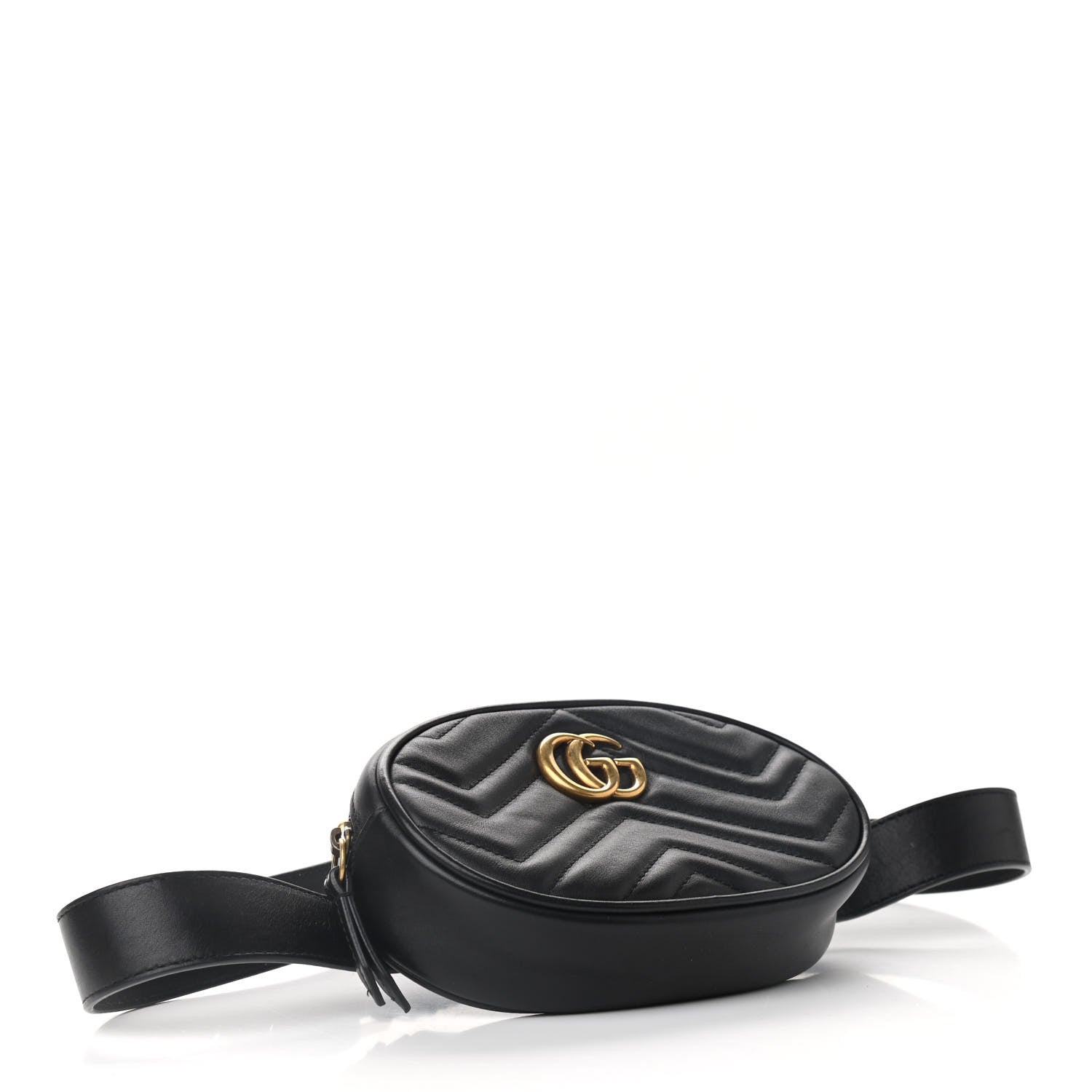 Gucci Calfskin Matelasse GG Marmont Belt Bag 85 34 Black 5 of 10