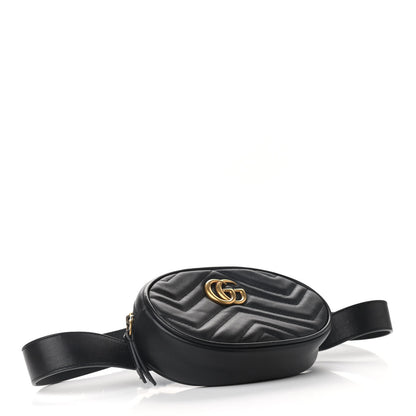Gucci Calfskin Matelasse GG Marmont Belt Bag 85 34 Black 5 of 10