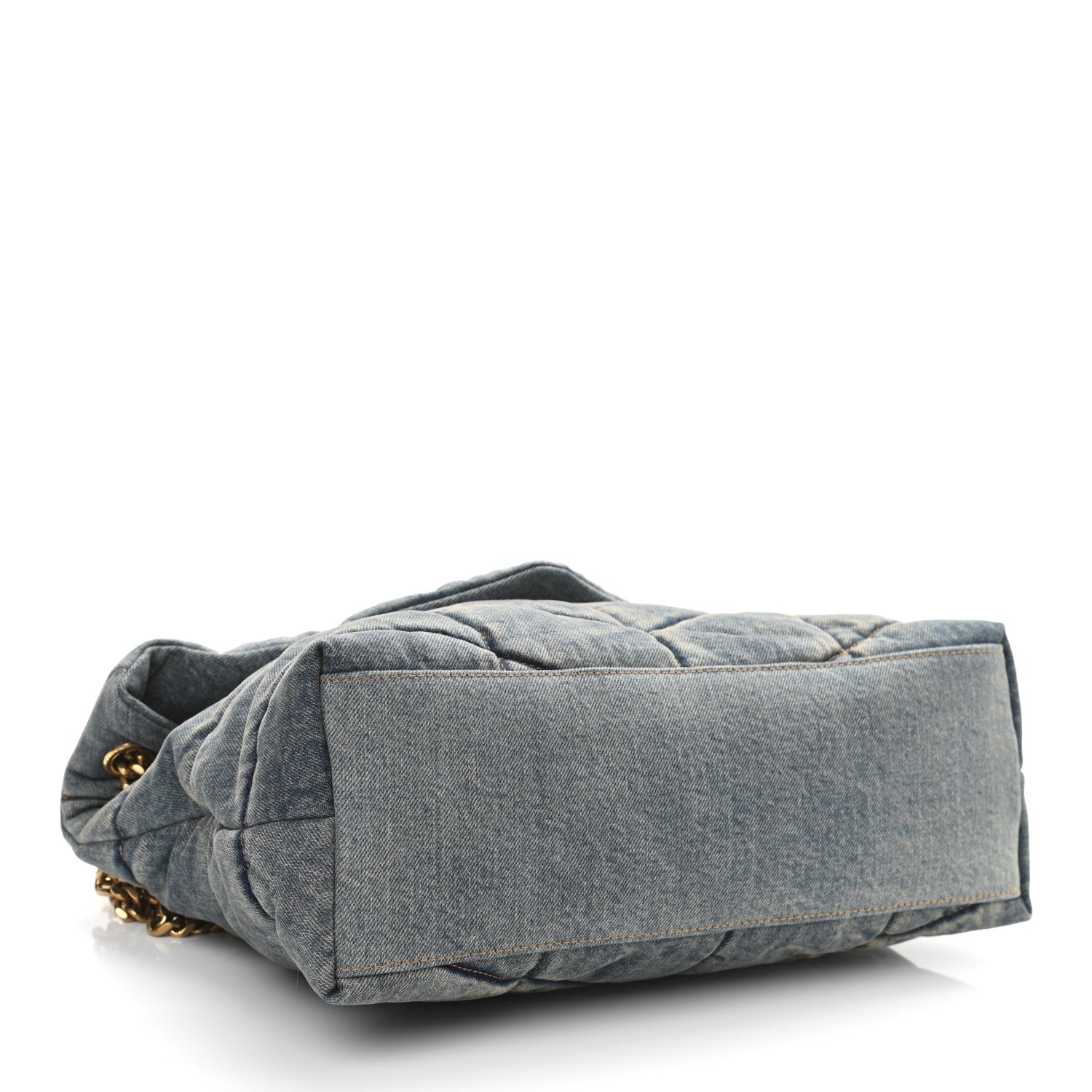 Saint Laurent Denim Quilted Medium Loulou Puffer Monogram Chain Satchel Blue Cinnamon 4 of 10