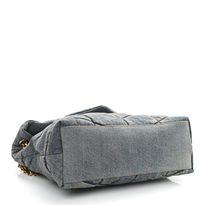 Saint Laurent Denim Quilted Medium Loulou Puffer Monogram Chain Satchel Blue Cinnamon 4 of 10