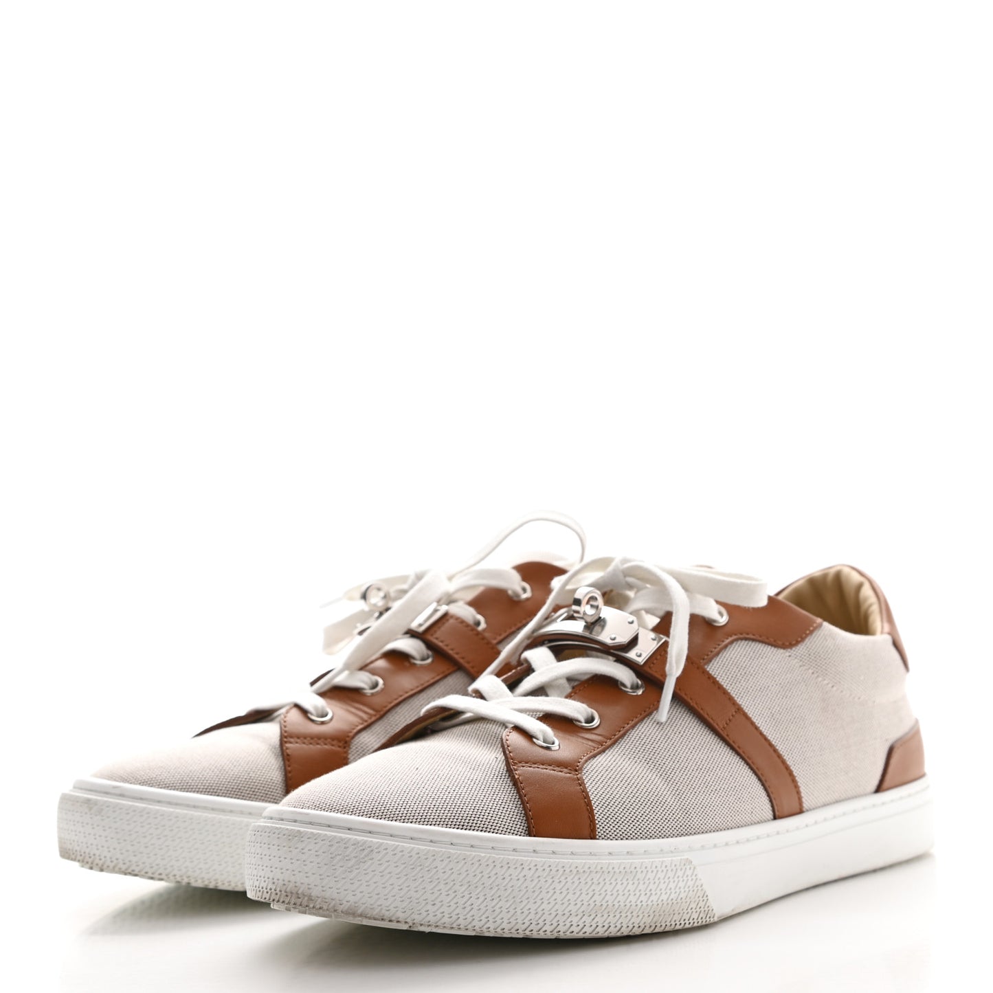 Calfskin Canvas Day Sneakers 45 Gold White