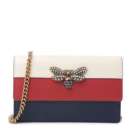 Gucci Calfskin Queen Margaret Chain Wallet Blue Agata Hibiscus Red Mystic White 1 of 10