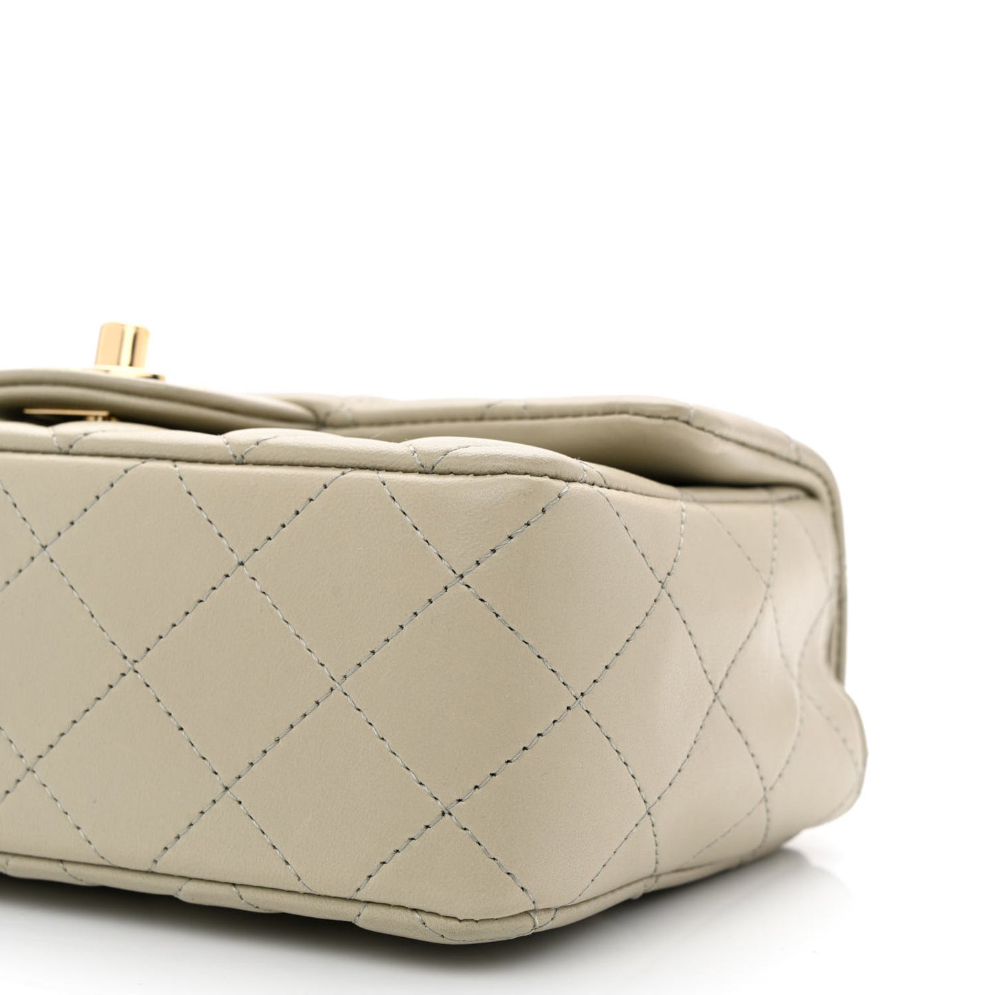 Lambskin Quilted Mini Rectangular Flap Grey