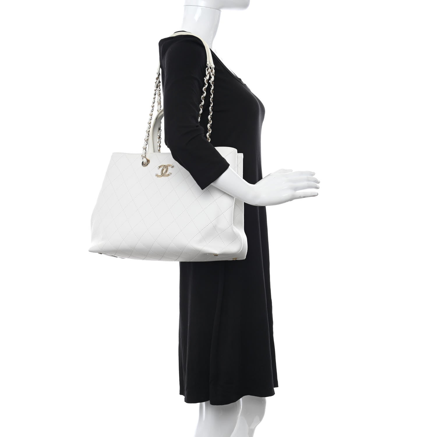 Chanel Calfskin Large Serial Shopper Tote White 2 of 10