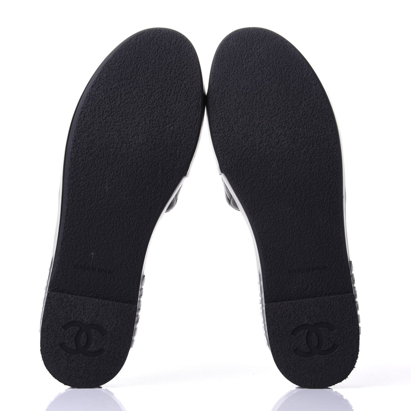 Lambskin Quilted CC Espadrille Slip On Sandals 40 Black