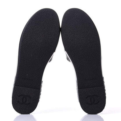 Chanel Lambskin Quilted CC Espadrille Slip On Sandals 40 Black 7 of 11