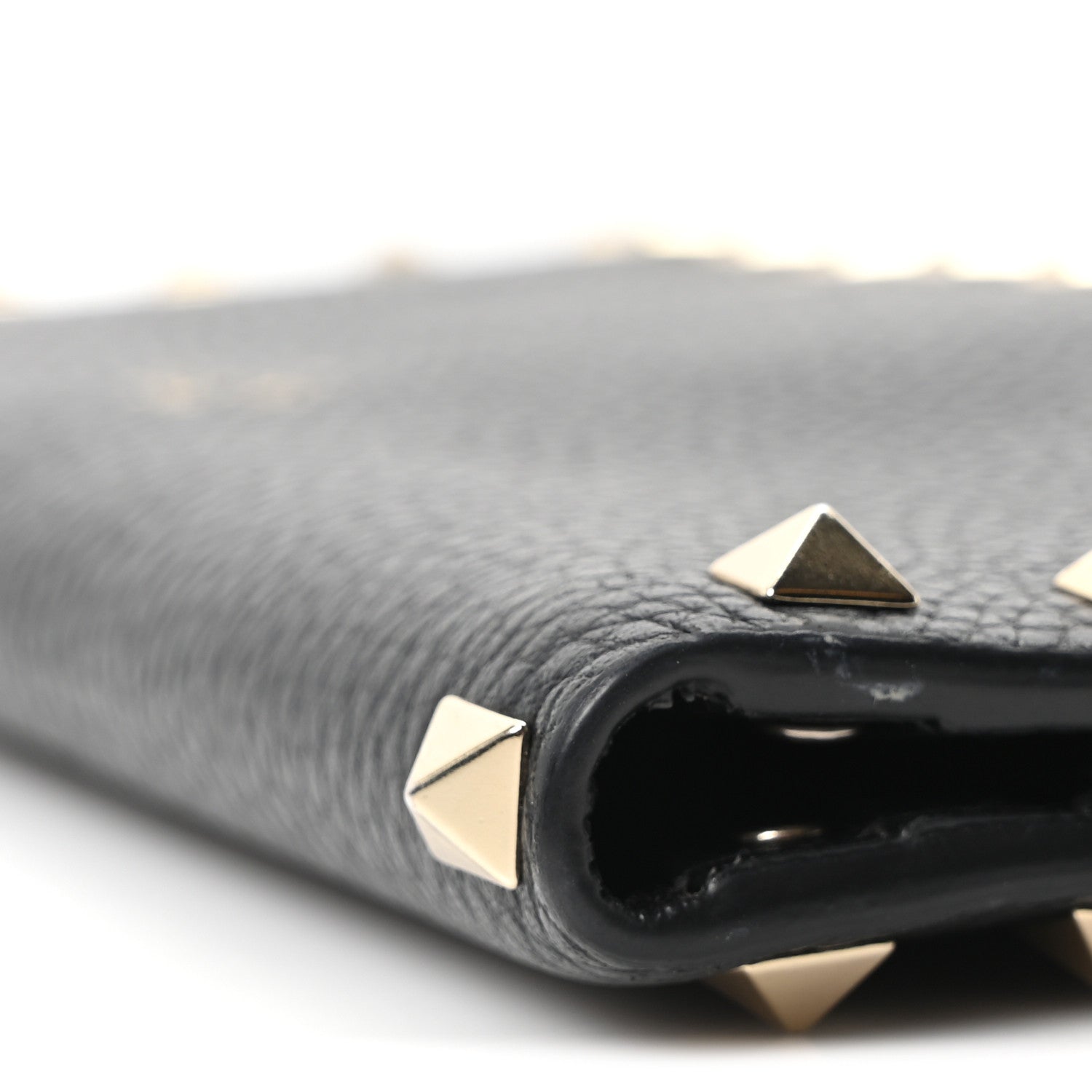 Valentino Garavani Pebbled Calfskin Rockstud Continental Wallet Black 9 of 9