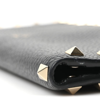 Valentino Garavani Pebbled Calfskin Rockstud Continental Wallet Black 9 of 9