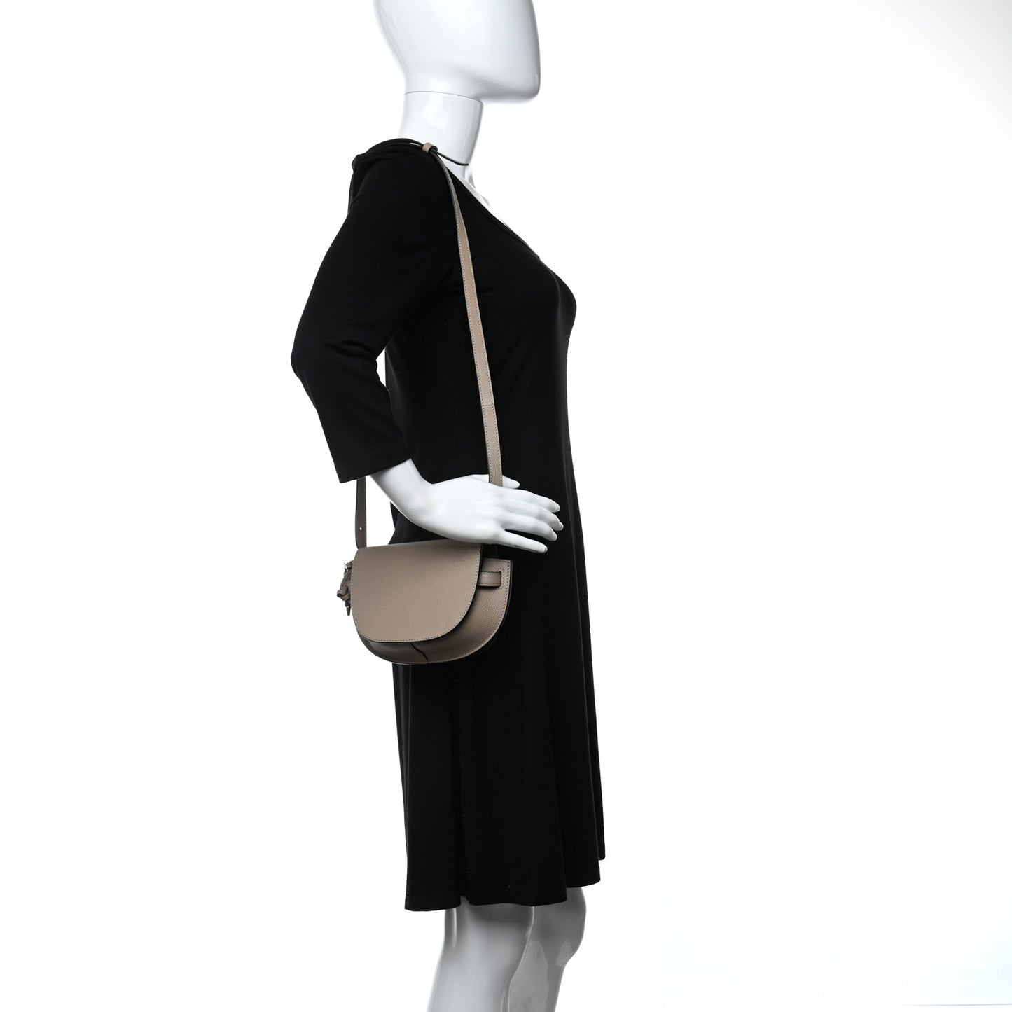 Grained Calfskin Mini Gate Crossbody Bag Light Oat