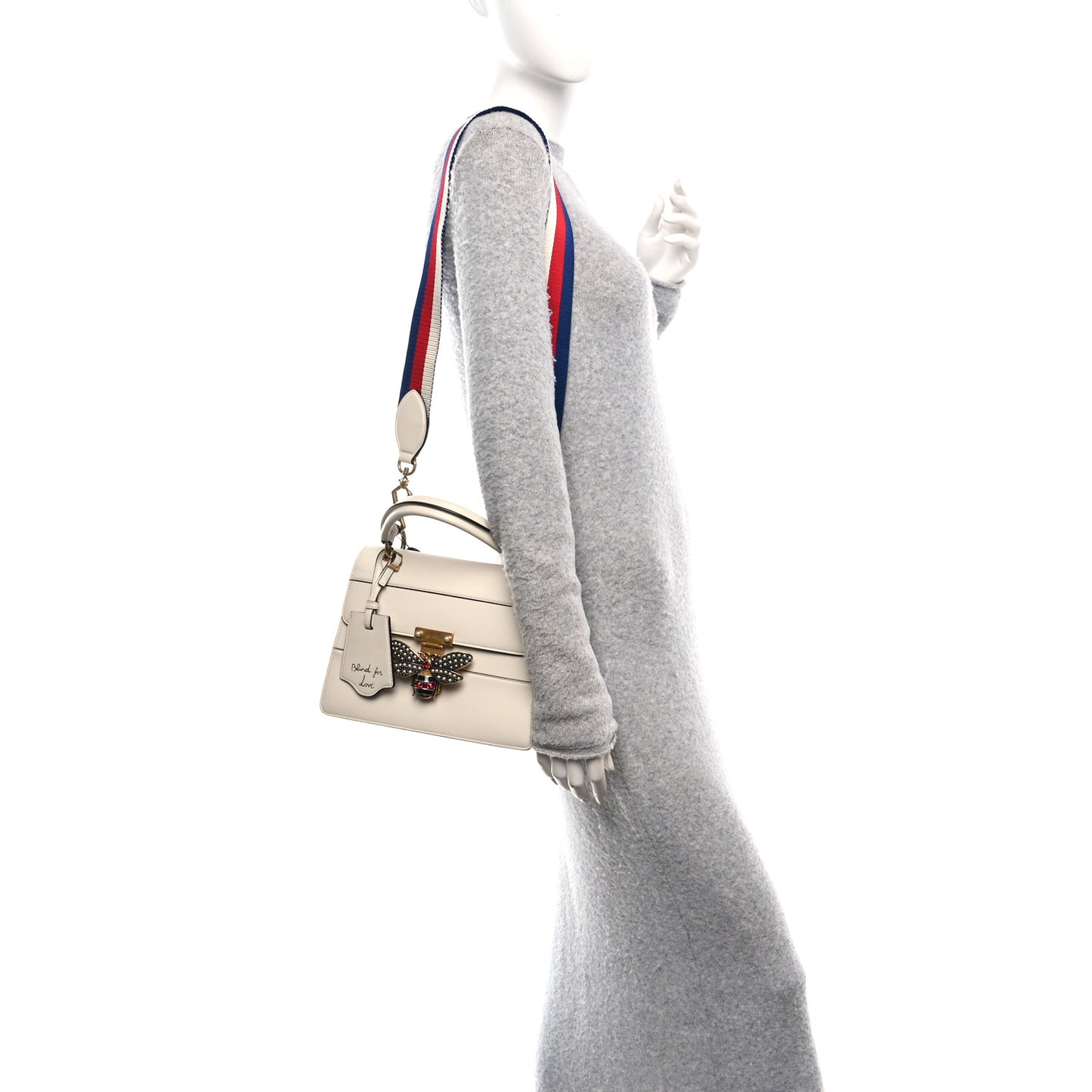 Calfskin Sylvie Web Small Queen Margaret Top Handle Bag White