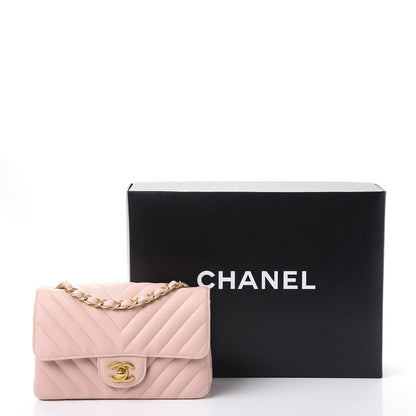 Chanel Calfskin Chevron Quilted Mini Rectangular Flap Light Pink 8 of 8