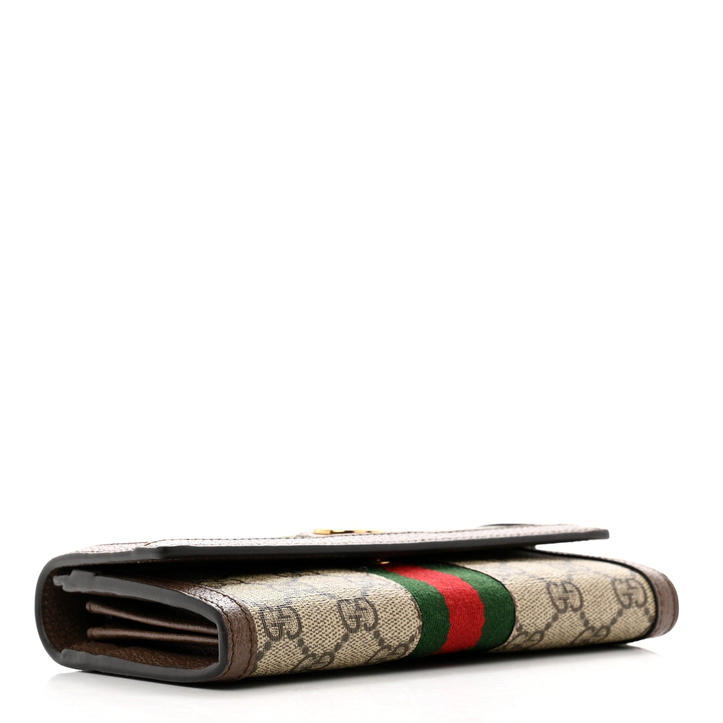 GG Supreme Monogram Web Ophidia Continental Wallet Brown