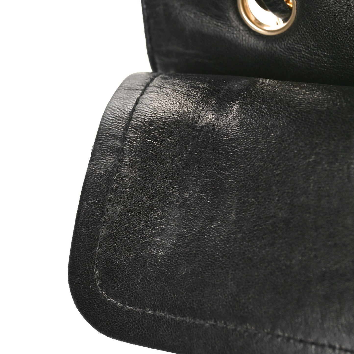 Patent Quilted Sparkle Glitter Medium Double Flap Black