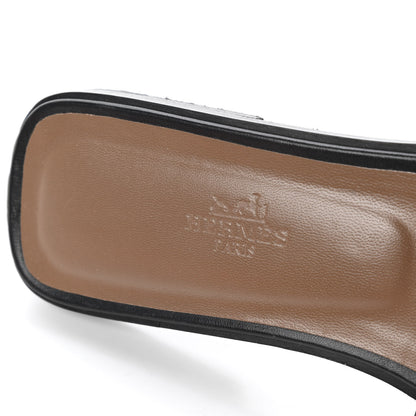 Hermes Box Calfskin Oran Sandals 40 Black 7 of 10