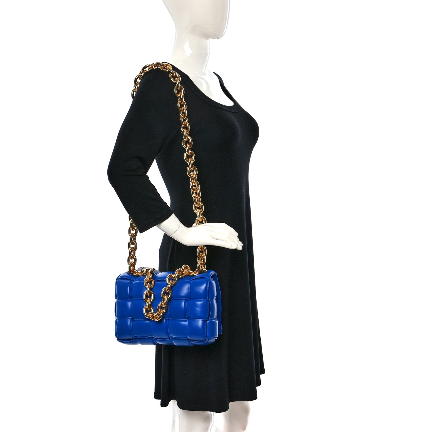 Bottega Veneta Lambskin Maxi Intreccio Padded Chain Cassette Crossbody Bag Cobalt 2 of 9