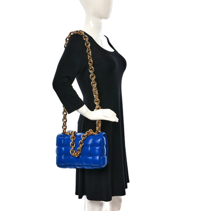 Bottega Veneta Lambskin Maxi Intreccio Padded Chain Cassette Crossbody Bag Cobalt 2 of 9