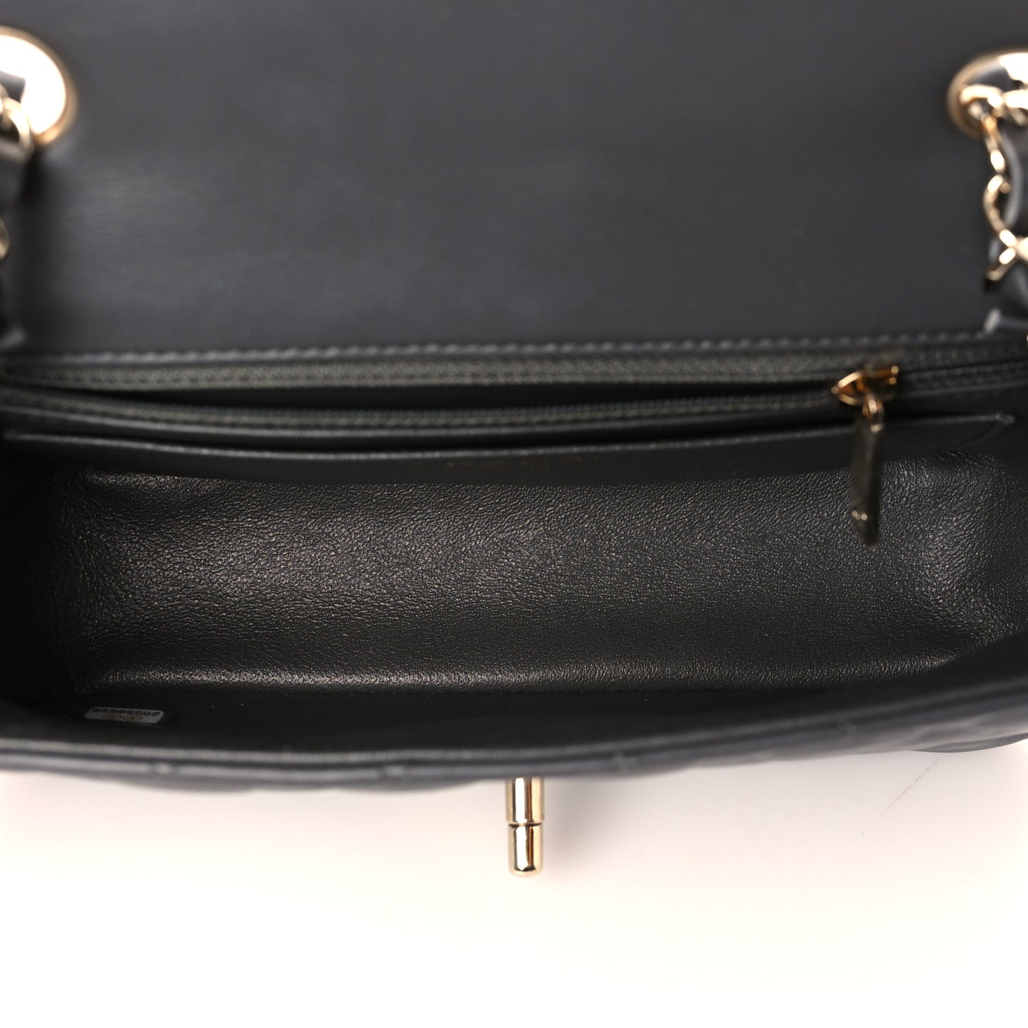 Lambskin Quilted Mini Rectangular Flap Dark Grey