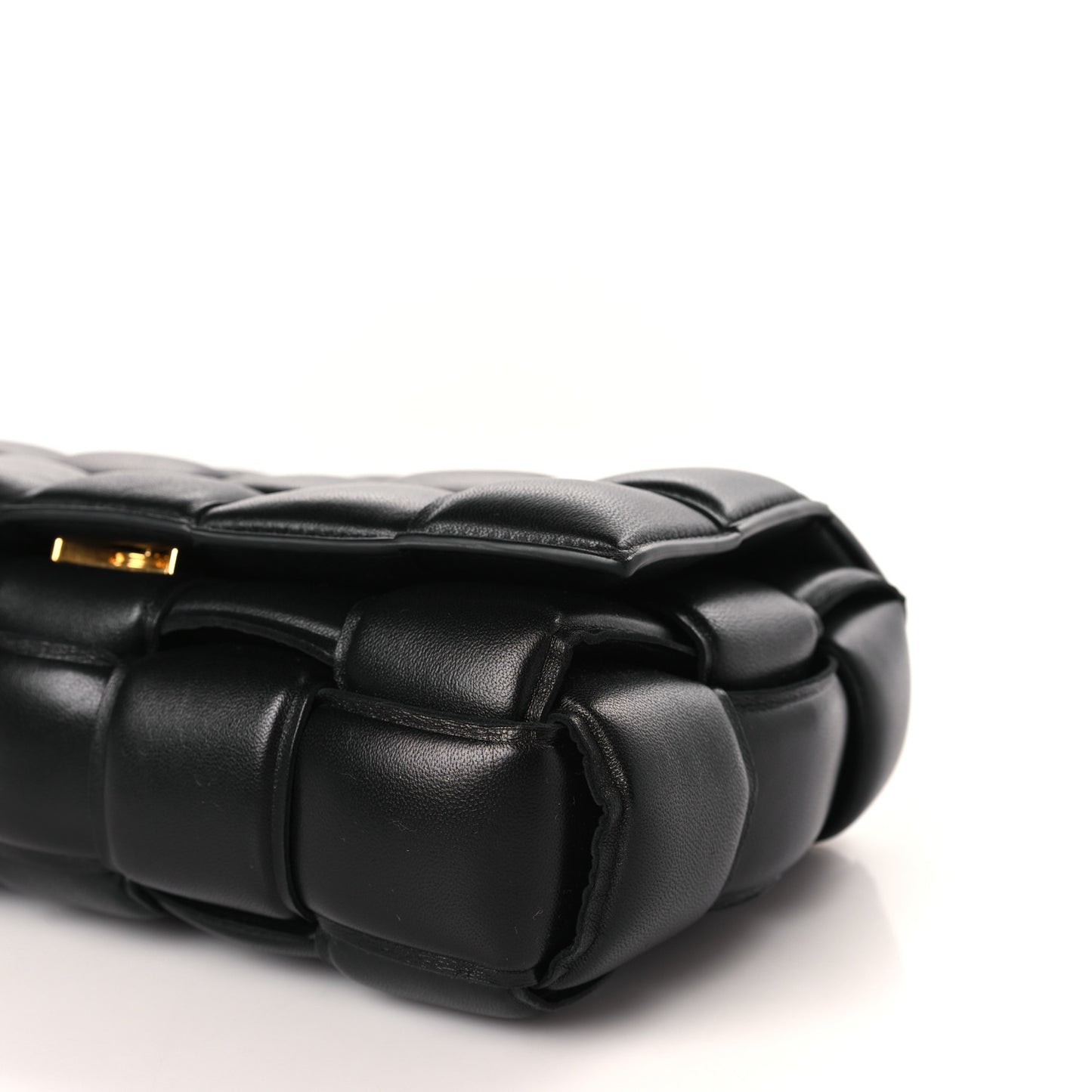 Lambskin Maxi Intreccio Padded Chain Cassette Crossbody Bag Black