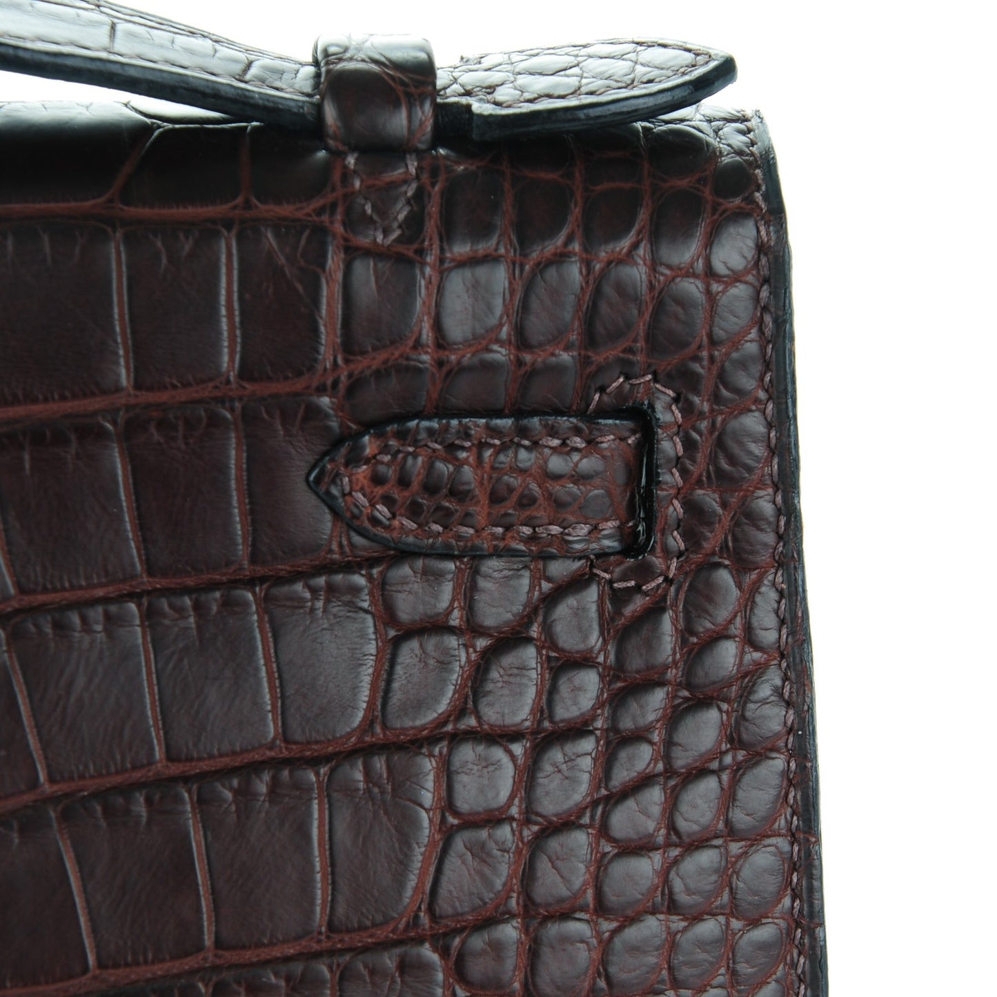 Matte Niloticus Crocodile Kelly Pochette Havane