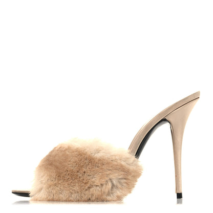 Saint Laurent Faux Fur La 16 Mule Sandals 39 Light Beige 1 of 9