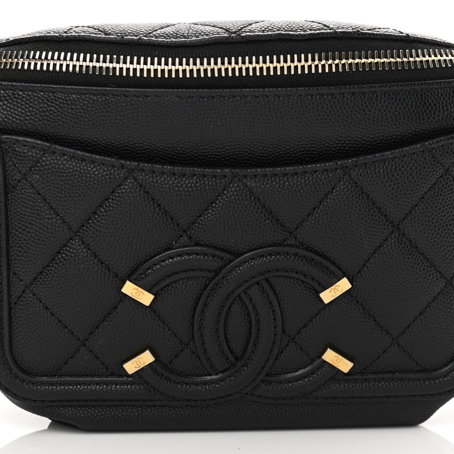 Caviar Quilted Filigree Waist Bag Black