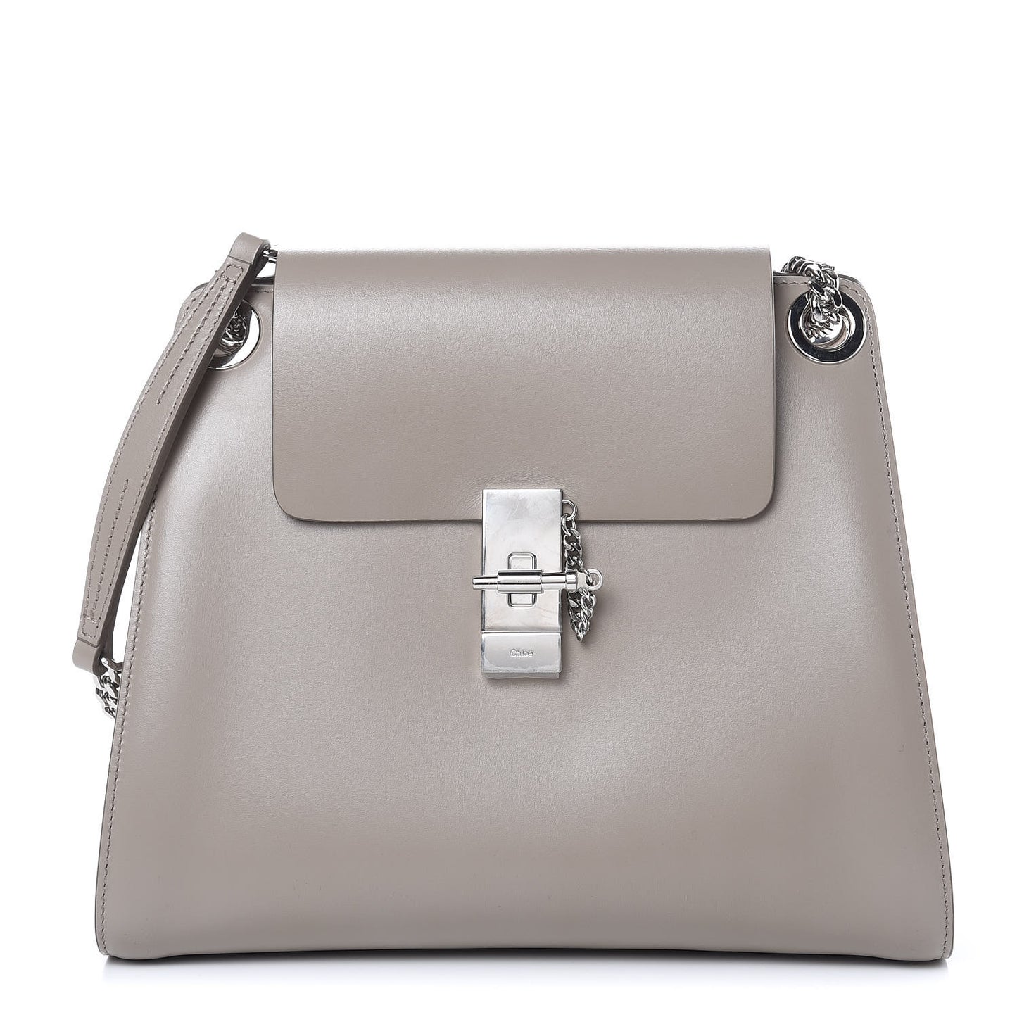 Shiny Calfskin Medium Annie Shoulder Bag Motty Grey