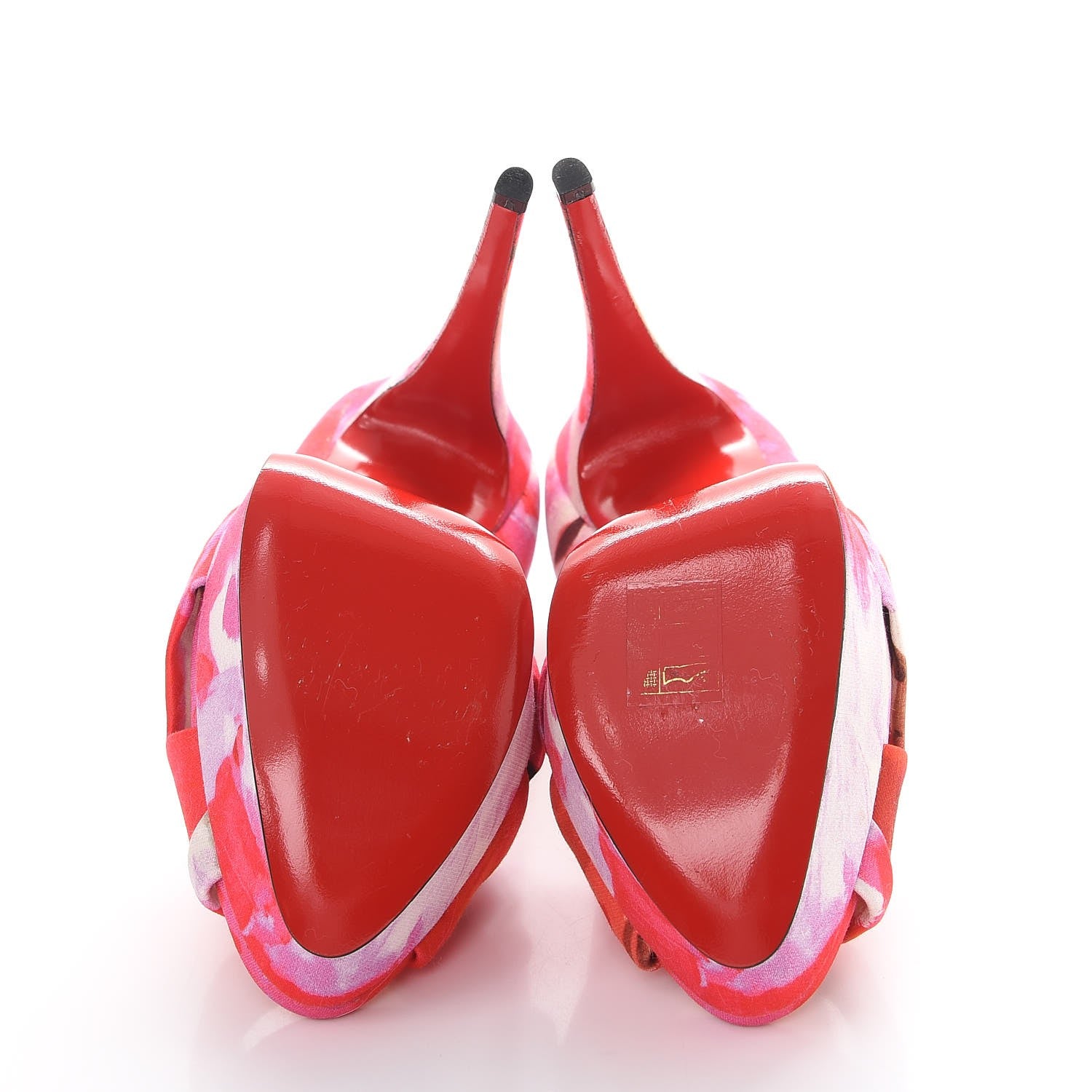 Christian Louboutin Fabric Popi Print Volpi 150 Platform Pumps 39 Pink 6 of 14
