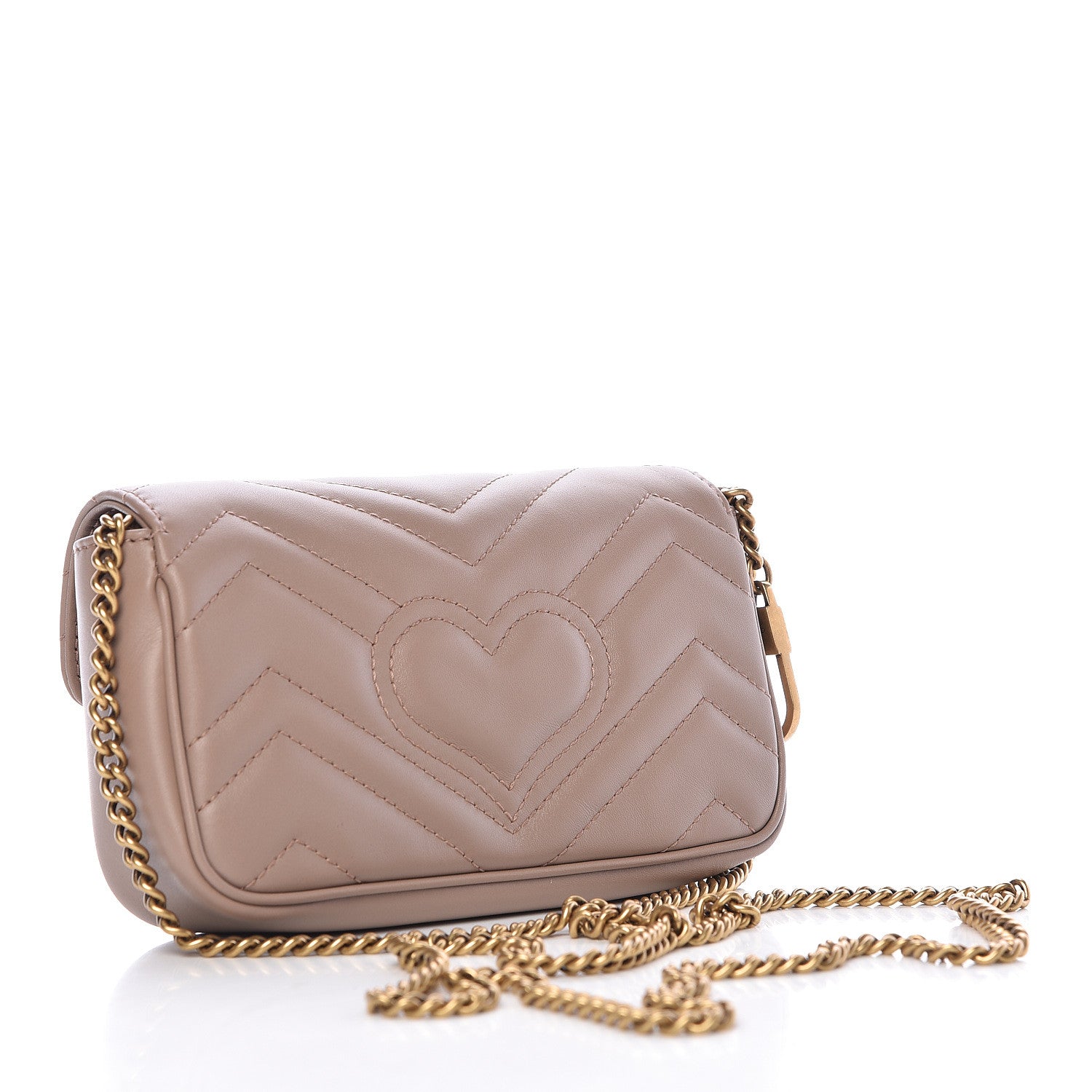 Gucci Calfskin Matelasse Super Mini GG Marmont Shoulder Bag Porcelain Rose 3 of 10